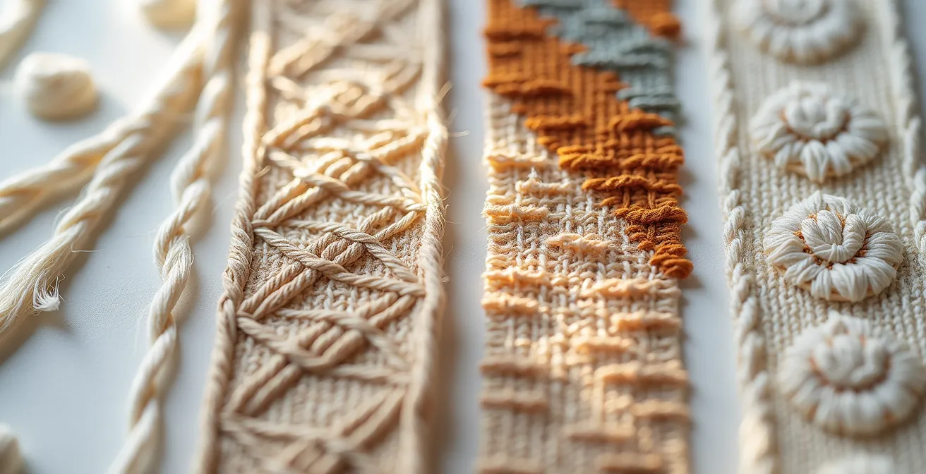 Différentes textures de décorations textiles murales côte à côte